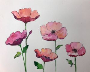 Watercolor Poppies Paint Class - Maureen Marks Art