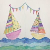 Watercolor Sailboats Mom and Me Paint Night